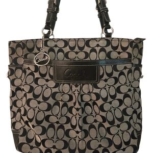 Coach Black and Gray Tote with Signature Monogram